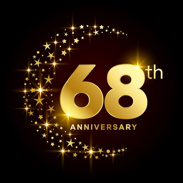Vecteur création de logo du 68e anniversaire modèle vectoriel de logo d'anniversaire d'or illustration