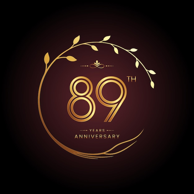 Création de logo du 89e anniversaire avec un nombre d'or et un concept d'arbre circulaire