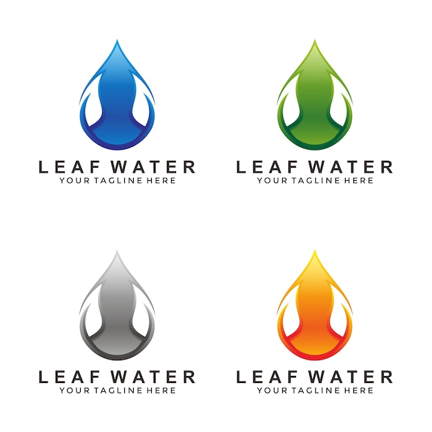 Vecteur création de logo de l'eau de feuille