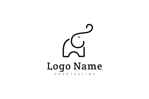 Création De Logo D'éléphant Dans Un Style Linéaire Simple