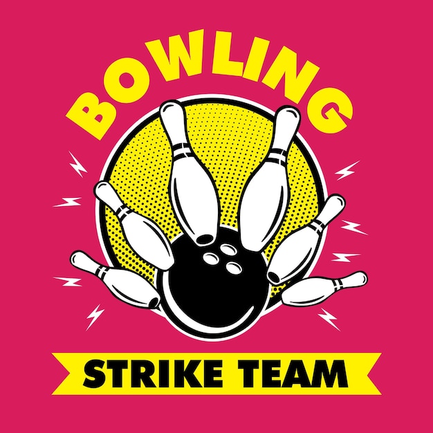 Création de logo d'emblème d'équipe de grève de bowling