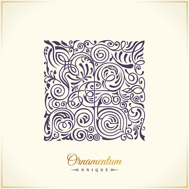 Création De Logo Emblème Floral Calligraphique Carré