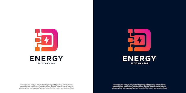 Vecteur création de logo d'énergie électrique initiale premium