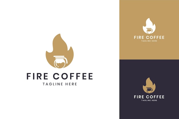 Vecteur création de logo d'espace négatif de café de feu