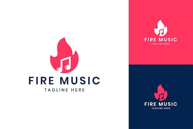 Vecteur création de logo d'espace négatif de musique de feu