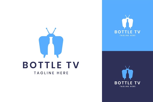 Création De Logo D'espace Négatif De Télévision De Bouteille