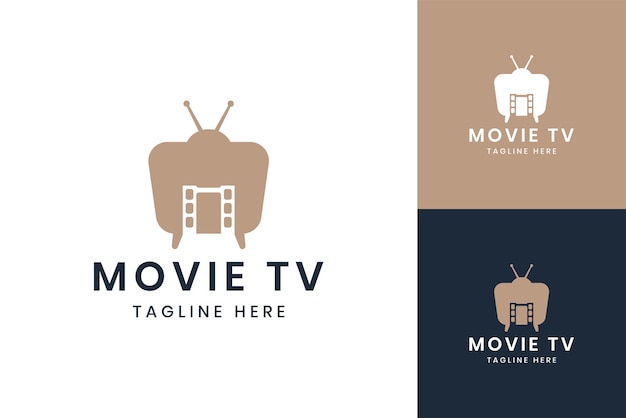 Vecteur création de logo d'espace négatif de télévision de film