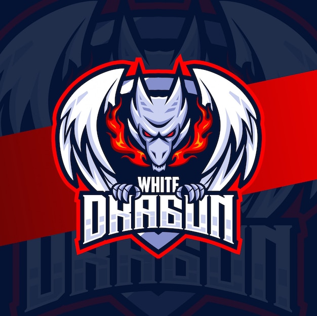 Création De Logo Esport Mascotte Dragon Blanc