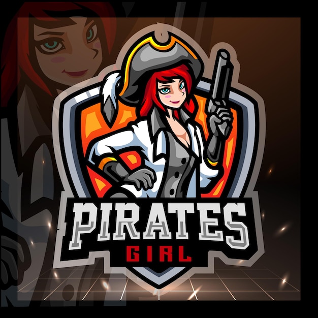 Création De Logo Esport Mascotte Fille Pirate