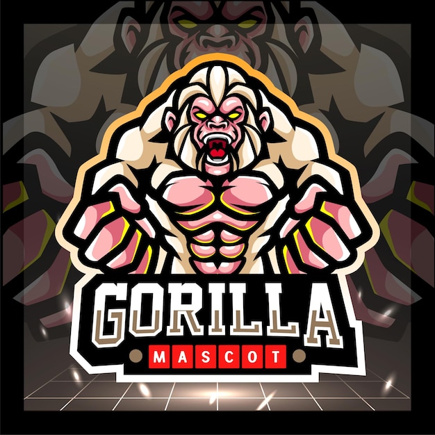 Création De Logo Esport Mascotte Gorille Blanc