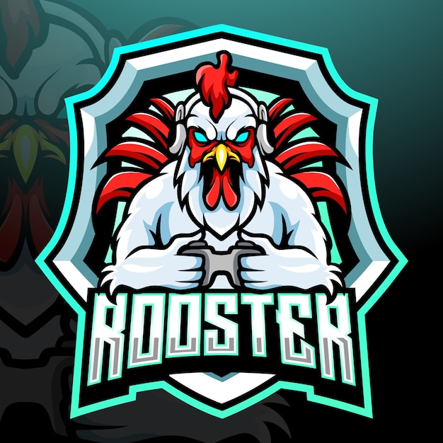 Vecteur création de logo esport mascotte de jeu coq