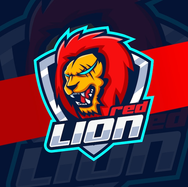 création de logo esport mascotte lion rouge