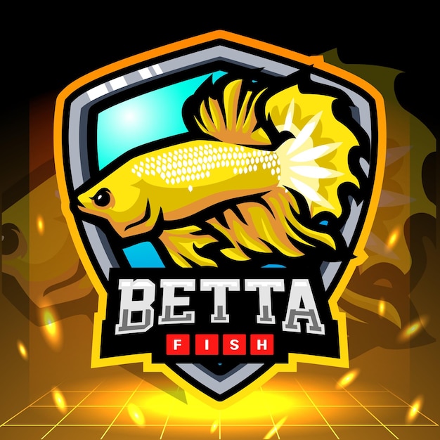 Création De Logo Esport Mascotte Poisson Betta Jaune