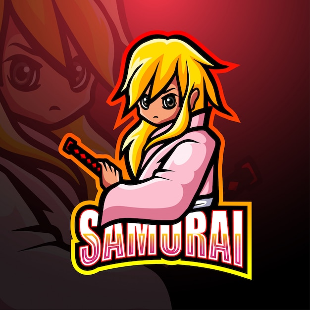 Vecteur création de logo esport mascotte samouraï