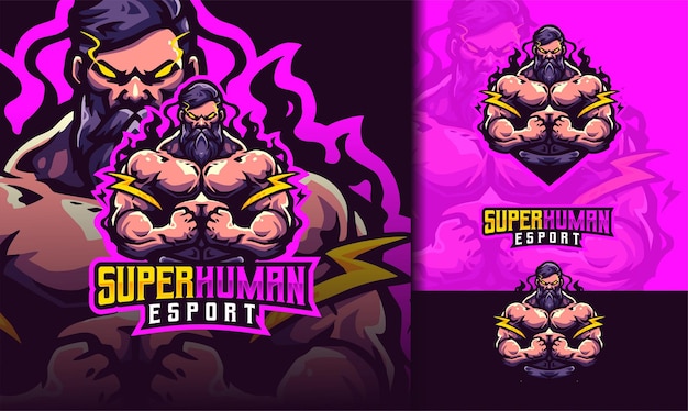 Vecteur création de logo esport de mascotte de super human muscle gym gaming