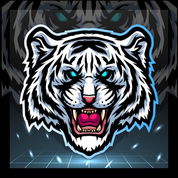 Création De Logo Esport Mascotte Tête De Tigre Blanc