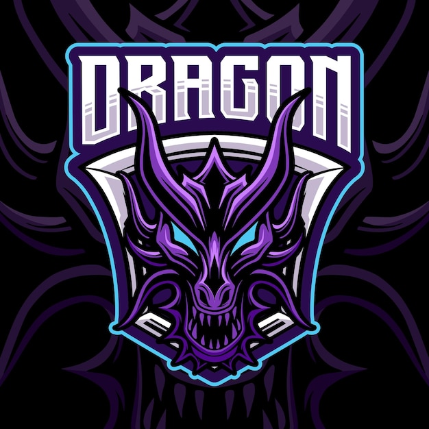 Vecteur création de logo esport tête de dragon mascotte