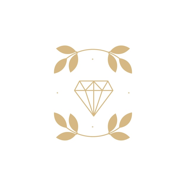 Création De Logo Esthétique Diamant Et Feuilles