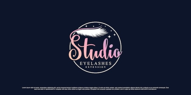 Création De Logo D'extension De Cils élégant Pour Studio De Maquillage De Beauté Avec élément Créatif Vecteur Premium