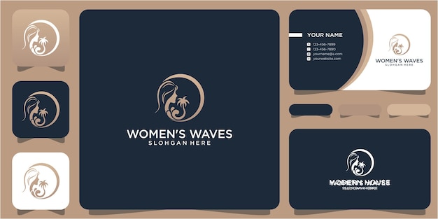 Vecteur création de logo femme et vagues