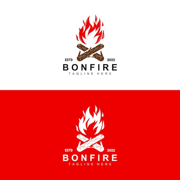 Création De Logo De Feu De Camp Camping Vecteur Feu De Bois Et Conception De Forêt