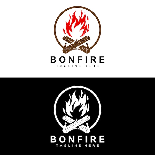 Création De Logo De Feu De Camp Camping Vecteur Feu De Bois Et Conception De Forêt