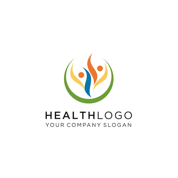 création de logo de feuilles vertes avec des humains ou des personnes et un mode de vie sain
