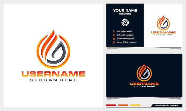 Vecteur création de logo de flamme de feu abstrait avec modèle de carte de visite