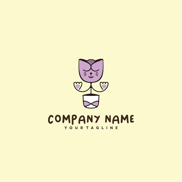 Vecteur création de logo de fleur de chat