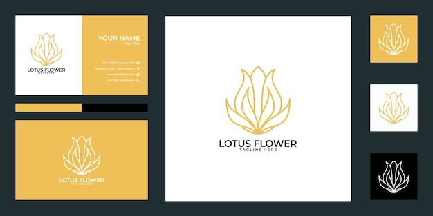 Création De Logo De Fleur De Lotus Et Carte De Visite. Bon Usage Pour Le Yoga, Spa, Salon, Logo De Mode