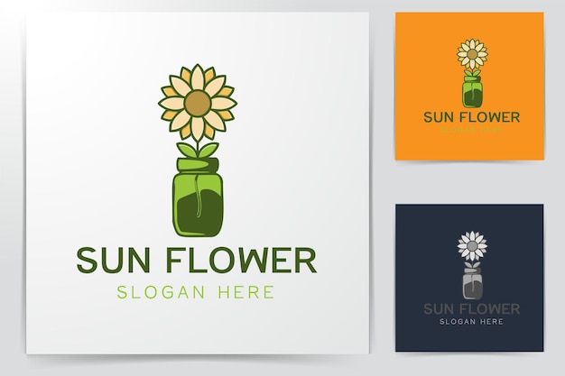 Création De Logo De Fleur De Soleil Et De Pot