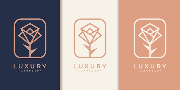 Création De Logo De Fleur Avec Style D'art En Ligne. Les Logos Peuvent être Utilisés Pour Un Spa, Un Salon De Beauté