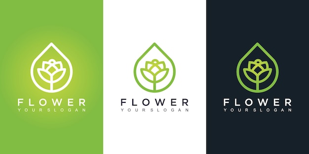 Création de logo de fleur avec style d'art en ligne