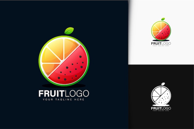 Vecteur création de logo de fruits orange et pastèque