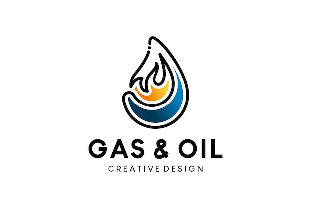 Création de logo de gaz et d'incendie abstrait moderne et créatif dans le concept de goutte à goutte