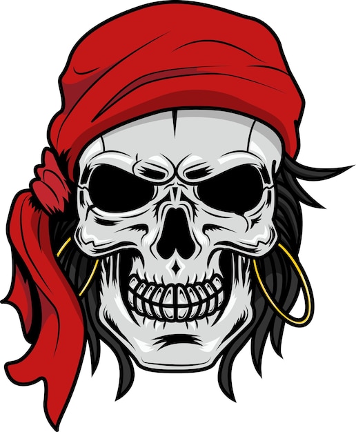 Création Logo Graphique Crâne Pirate Vector Illustration Dessinée Main