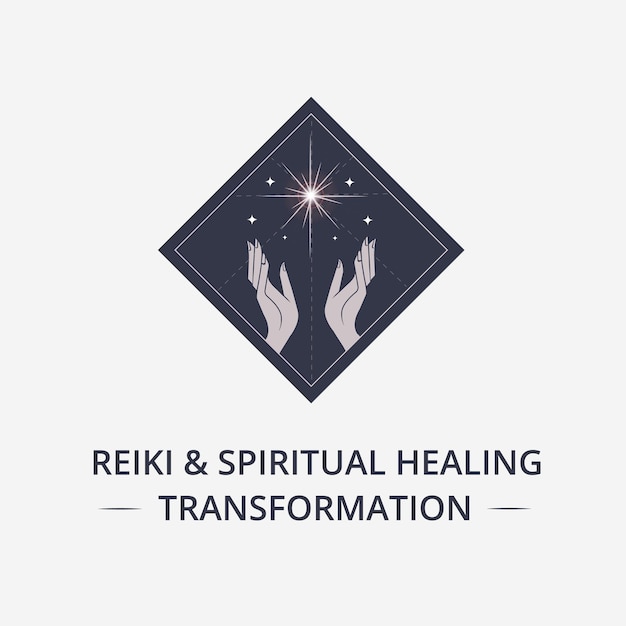 Vecteur création de logo de guérison spirituelle de méditation énergétique reiki