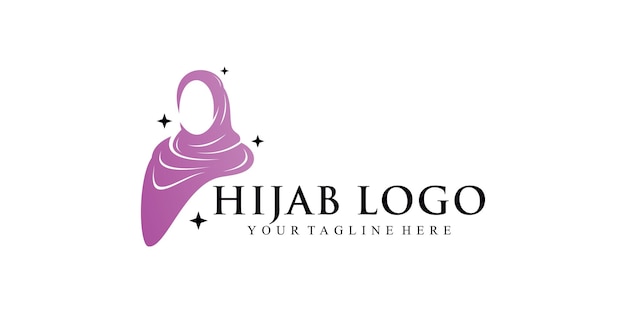 Création De Logo Hijab Pour Femme Musulmane Avec Concept Moderne Vecteur Premium