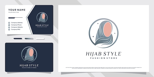 Création De Logo Hijab Pour Les Femmes Musulmanes Avec Concept Créatif Et Modèle De Carte De Visite