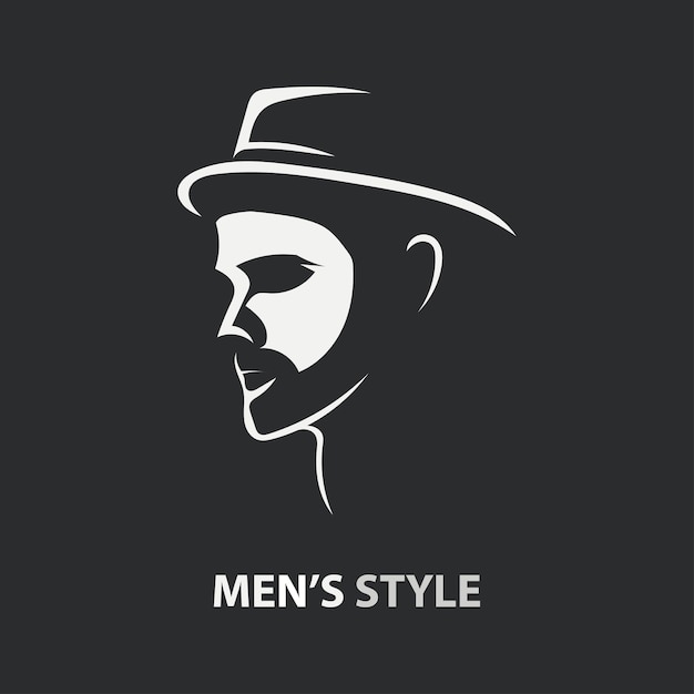 Vecteur création de logo homme croquis un homme avec un chapeau