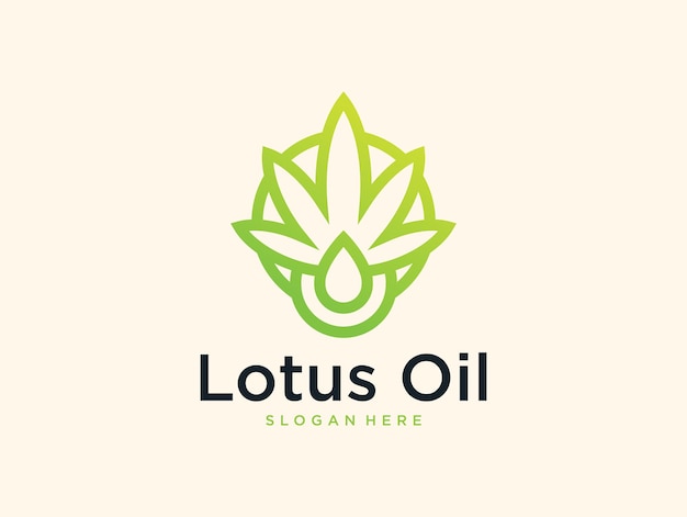 Création De Logo D'huile De Lotus Vert Moderne