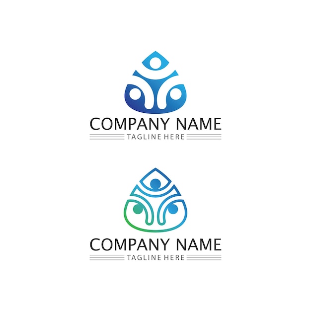Création de logo humain et humain Icône de soins communautaires et groupe vectoriel