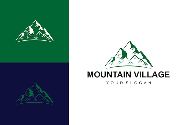 création de logo et icônes de village de montagne