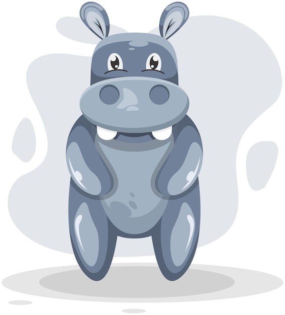 Vecteur création de logo illustration mignon hippopotame