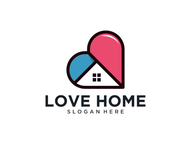 Vecteur création de logo immobilier moderne amour soins à domicile