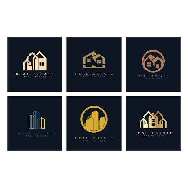 Création de logo immobilier simplebâtimentgratte-cielentreprise immobilièreappartementvecteur d'architecture