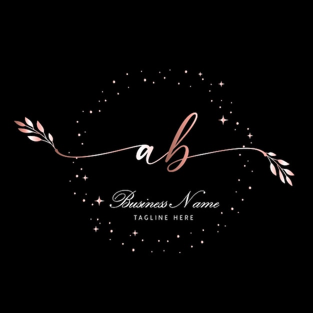 Vecteur création de logo initial ab logo diamant noir et or logo paillettes d'or boutique de beauté