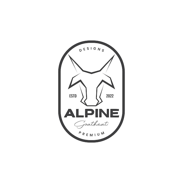 Création De Logo D'insigne De Tête De Chèvre Alpine Isolée