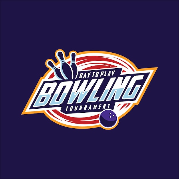 création de logo d'insigne de tournoi de bowling professionnel