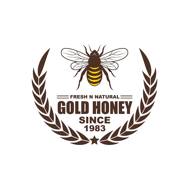 Vecteur création de logo, insignes, bannières, publicités sur les réseaux sociaux et étiquettes pour produits à base de miel